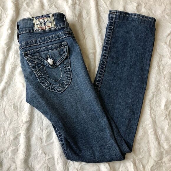 True Religion Straight Leg Flap Pockets Denim Jeans - Women’s 24 - Picture 2 of 11
